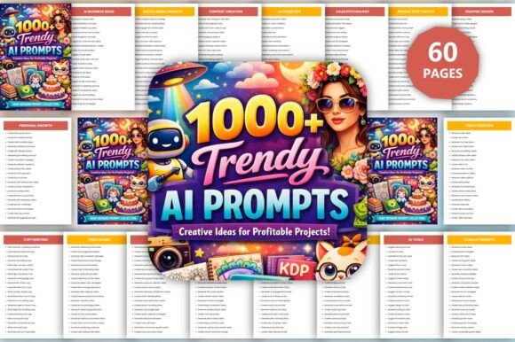 ## What Makes 1000+ Trendy AI Prompts Stand Out

The **1000+ Trendy AI Prompts** bundle stands out because it’s built around real, current demand — not outdated generic prompts. This collection focuses on what creators and entrepreneurs actually need today: viral content ideas, monetization strategies, AI-powered workflows, and high-converting marketing systems.

Unlike random prompt lists, every section is strategically organized around results. From social media growth and short-form video hooks to AI business funnels, branding voice development, and digital product creation, the prompts are curated to help you generate ideas that perform, scale, and convert. It’s designed for creators who want efficiency and impact — not guesswork.

This bundle also supports productivity and automation, helping you build repeatable AI systems for content planning, scaling, and workflow optimization. Whether you’re launching digital products, creating faceless content, building a brand, or growing a side hustle, this collection gives you structured inspiration that aligns with modern creator economy trends.

Delivered in high-resolution, 6×9 inch format with 300 DPI clarity, the 60-page design is clean, professional, and ready for print or digital use.

Perfect for content creators, marketers, entrepreneurs, and AI-driven businesses ready to turn trends into income.
