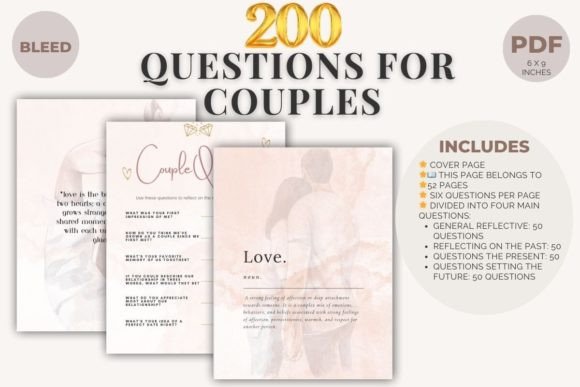 ## What Makes “200 Questions for Couples” Stand Out

“200 Questions for Couples” stands out because it transforms simple conversation into a structured journey of connection, reflection, and emotional discovery. Unlike casual question lists, this thoughtfully organized book guides couples through meaningful dialogue designed to deepen understanding at every stage of their relationship.

The content is carefully divided into four powerful categories—general reflections, past experiences, present moments, and future aspirations—creating a balanced exploration of shared memories and dreams. With 312 thoughtfully crafted questions presented across 52 pages (six per page), the format encourages intentional discussion without feeling overwhelming. Each section builds naturally toward greater emotional intimacy and clarity.

Beyond the content, the elegant watercolor floral theme enhances the experience, giving the book a soft, inviting aesthetic that feels both romantic and refined. The compact 6×9-inch size makes it easy to carry on date nights, trips, or quiet evenings together, turning ordinary moments into meaningful conversations.

Perfect for new couples, long-term partners, or relationship growth projects, this book is more than a conversation starter—it’s a keepsake designed to strengthen bonds and create lasting memories.
