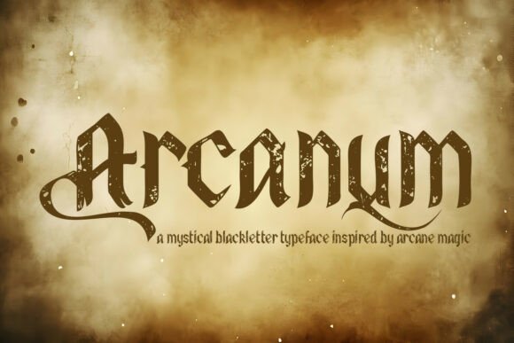 ## What Makes Arcanum Font Stand Out

**Arcanum Font** stands out for its mysterious elegance and dramatic blackletter-inspired character. With sharp strokes, structured forms, and refined detailing, this typeface evokes a sense of heritage, power, and mystique. It carries a strong medieval influence while remaining balanced enough for modern design applications.

What makes Arcanum unique is its commanding presence. The bold letterforms create instant visual impact, making it ideal for logos, book covers, album art, gaming graphics, fantasy branding, tattoos, and statement typography. Despite its ornamental roots, the font maintains clarity and structure, ensuring readability across different layouts.

Perfect for designers seeking a typeface with depth and authority, Arcanum Font transforms simple text into a striking visual element filled with history, intrigue, and timeless character.
